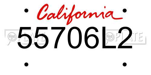 55706L2 California License Plate