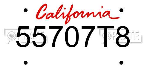 55707T8 California License Plate