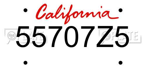 55707Z5 California License Plate