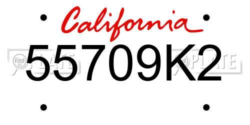 55709K2 California License Plate