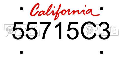 55715C3 California License Plate