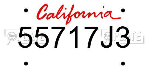 55717J3 California License Plate