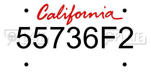 55736F2 California License Plate