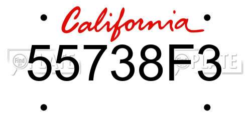 55738F3 California License Plate