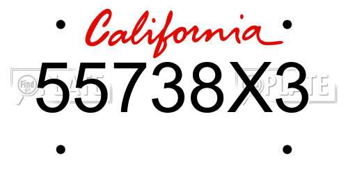 55738X3 California License Plate