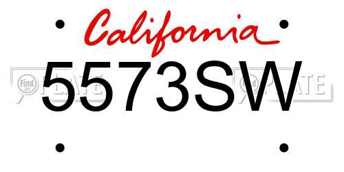5573SW California License Plate