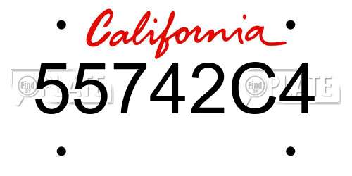 55742C4 California License Plate
