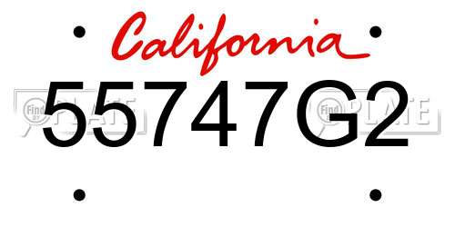 55747G2 California License Plate