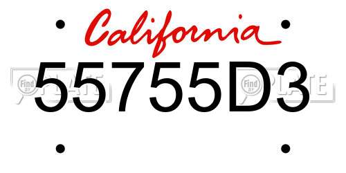 55755D3 California License Plate
