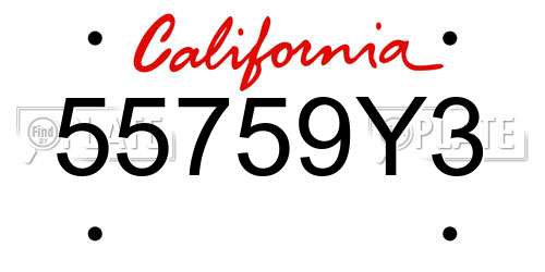 55759Y3 California License Plate