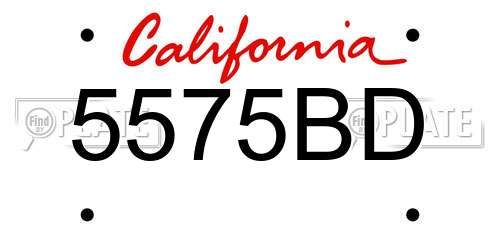 5575BD California License Plate