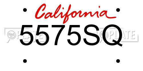 5575SQ California License Plate