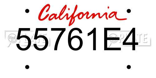 55761E4 California License Plate