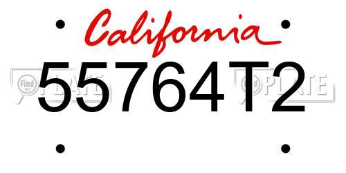 55764T2 California License Plate