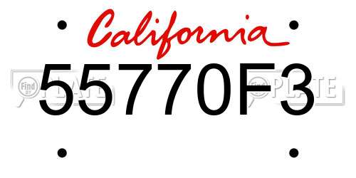 55770F3 California License Plate