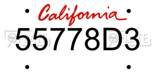 55778D3 California License Plate