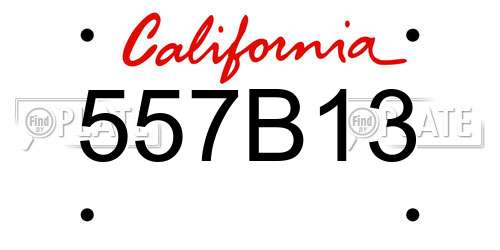 557B13 California License Plate