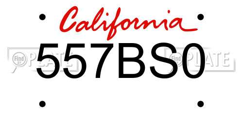 557BS0 California License Plate