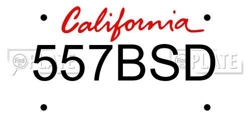 557BSD California License Plate