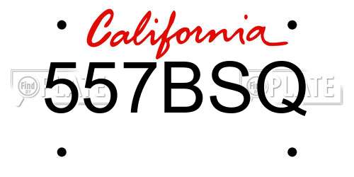 557BSQ California License Plate