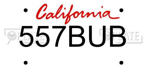 557BUB California License Plate