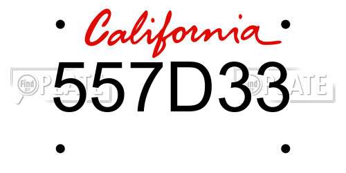 557D33 California License Plate