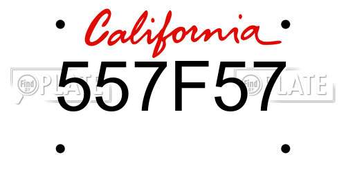 557F57 California License Plate