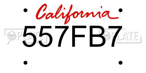 557FB7 California License Plate