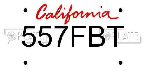 557FBT California License Plate