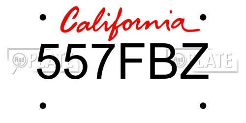 557FBZ California License Plate