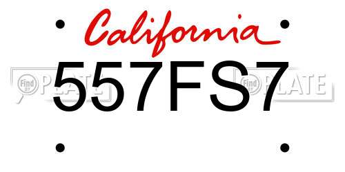 557FS7 California License Plate