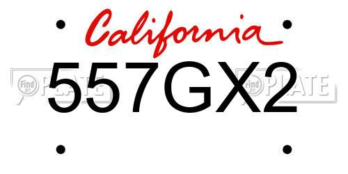 557GX2 California License Plate