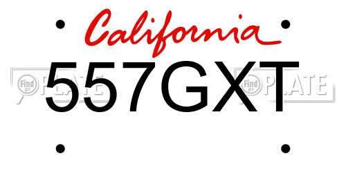 557GXT California License Plate