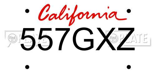 557GXZ California License Plate