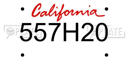557H20 California License Plate