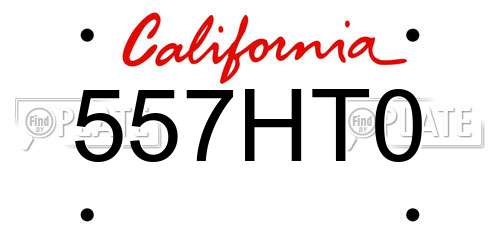 557HT0 California License Plate
