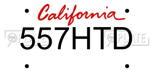 557HTD California License Plate