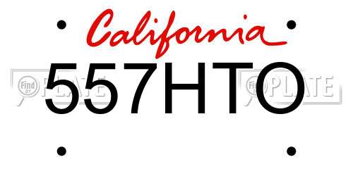 557HTO California License Plate