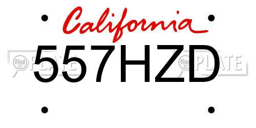 557HZD California License Plate