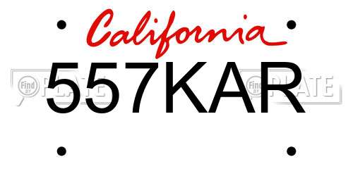 557KAR California License Plate