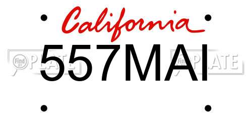 557MAI California License Plate
