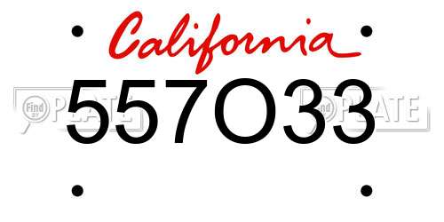 557O33 California License Plate