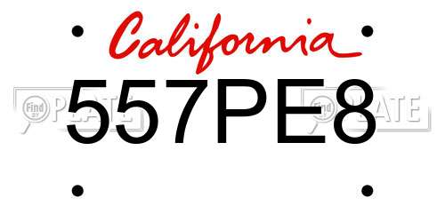 557PE8 California License Plate