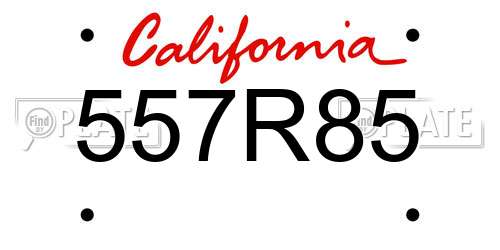557R85 California License Plate
