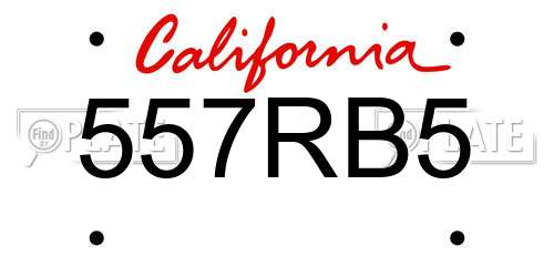 557RB5 California License Plate