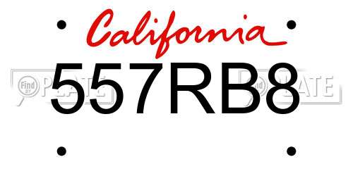 557RB8 California License Plate