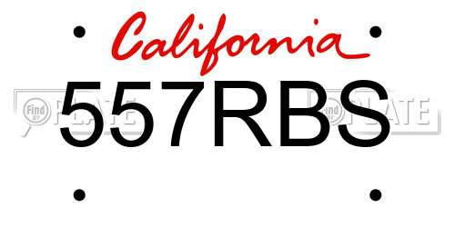 557RBS California License Plate