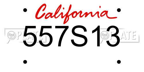 557S13 California License Plate