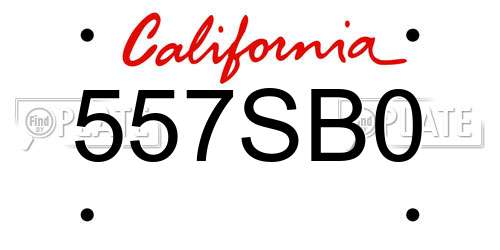 557SB0 California License Plate