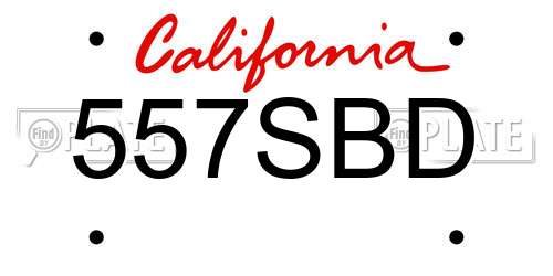 557SBD California License Plate